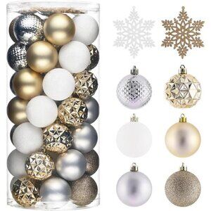Christmas Tree Decorations Ornament Set for Fall Halloween Decor, 50ct White